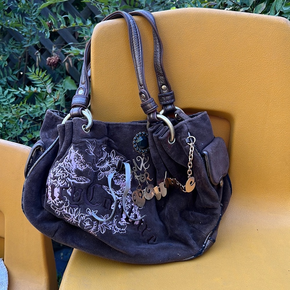 Vintage 90’s juicy couture bag brown fuzzy costume prop